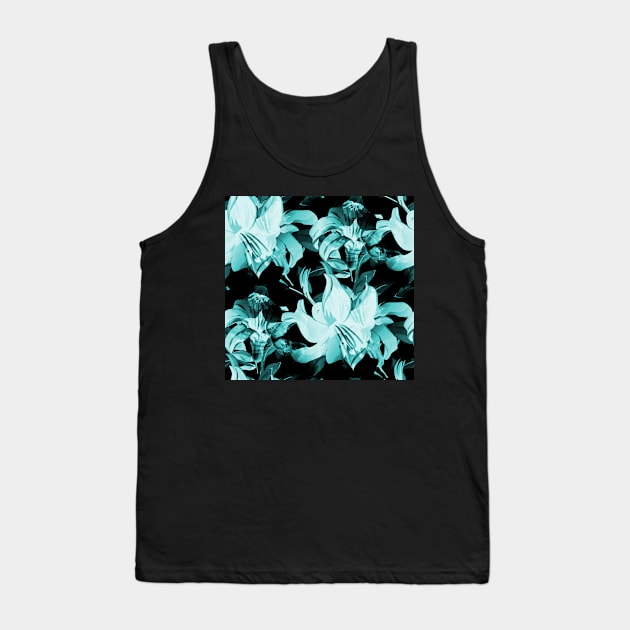 Blue Floral Tank Top by CarolineArts